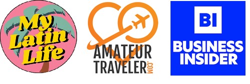 An image of major publications and podcasts I have been featured in. Includes the My Latin Life and Amateur Traveler podcasts, as well as Business Insider