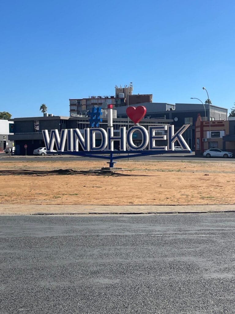 The "I love Windhoek" sign in Namibia's capital city.