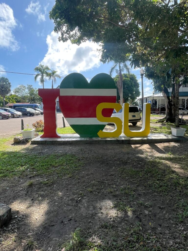 An "I love Su" sign in Suriname's capital Paramaribo.