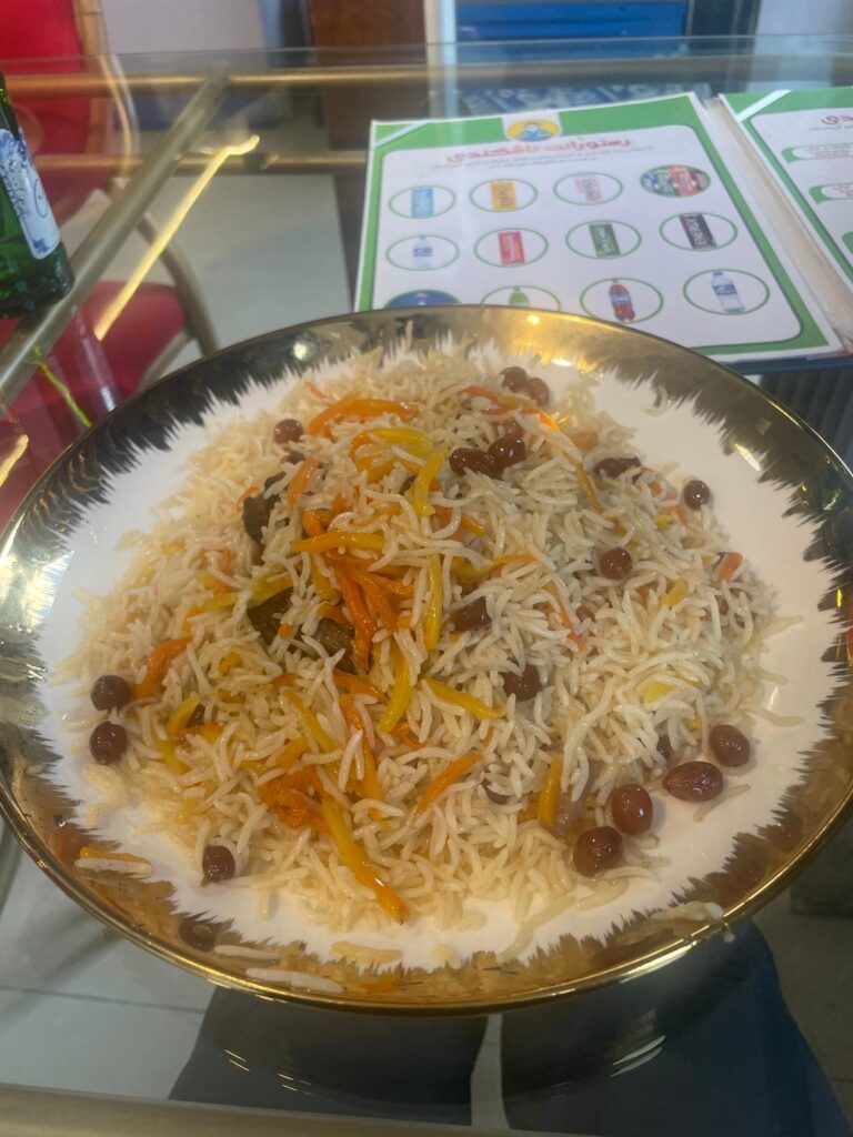 A plate of Kabuli pilao in Afghanistan.
