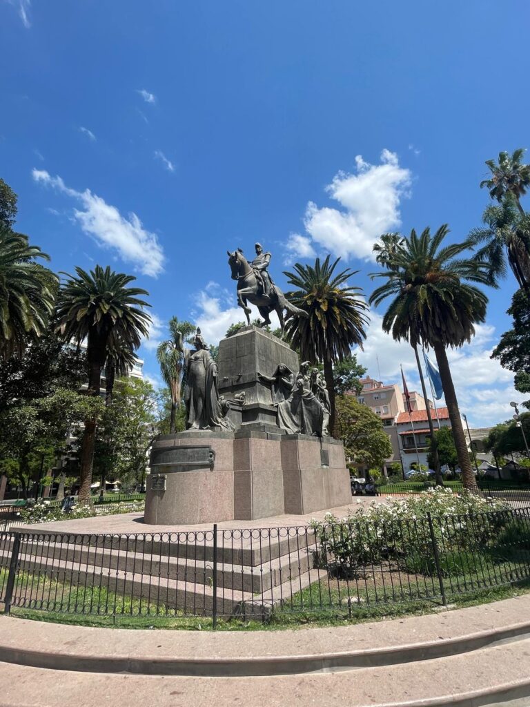 A monument of General Juan Alvarez de Arenales in Plaza 9 de Julio, Salta, Argentina.