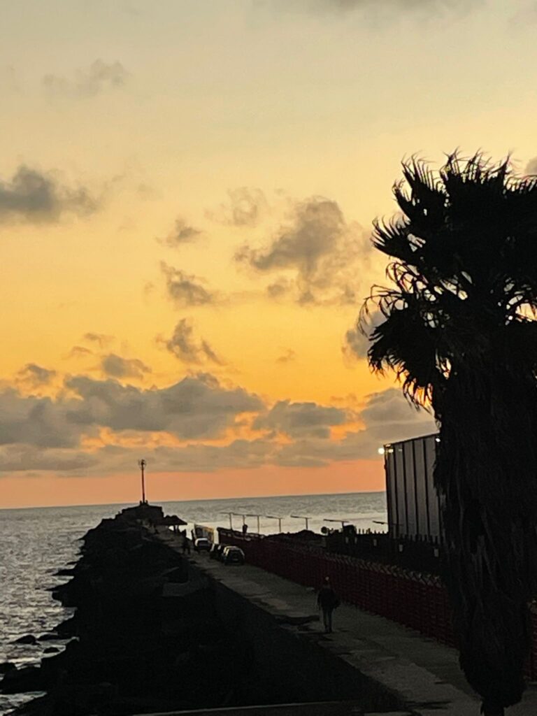 The sun setting over Montevideo Bay in Uruguay.