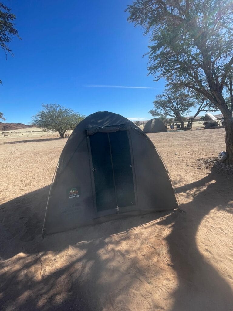 The tent I slept in at Sossus Oasis in Sesriem.