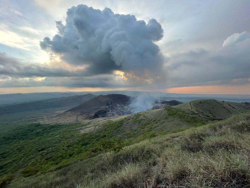 Smoke rising out of the crater of Volcan Masaya in Nicaragua.
