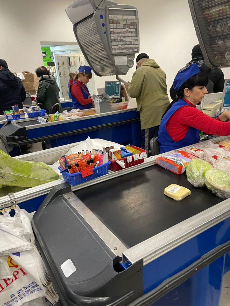 Supermarket workers in Tiraspol