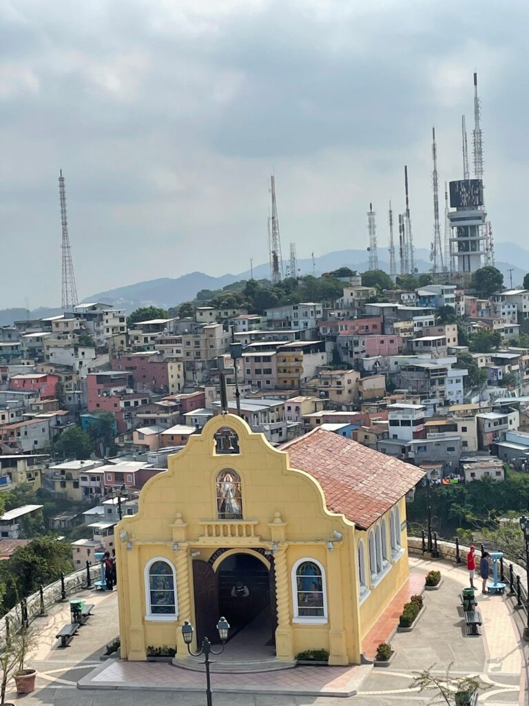 Views of Guayaquil from the top of Santa Ana Hill in Ecuador, where you can see surrounding slums