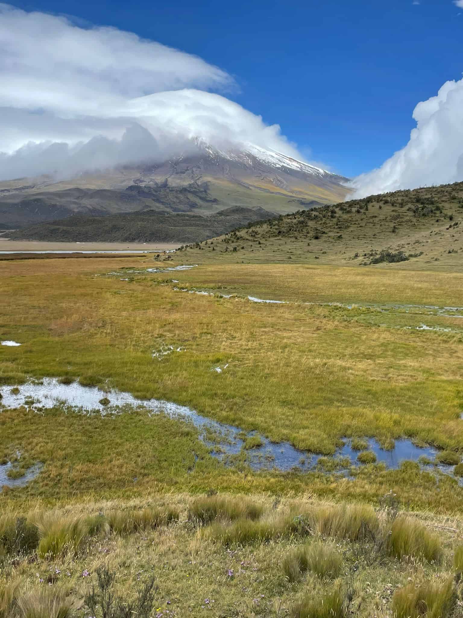 Cotopaxi Volcano in Ecuador. Here the volcano (which is famous for its snow-capped cone) is hidden due to heavy clouds