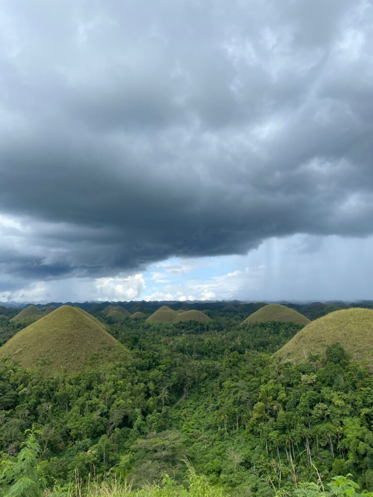 The cone-shaped Chocolate Hills on Bohol island in the Philippines