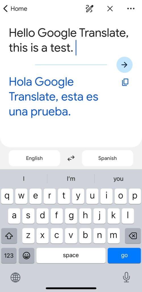 The chat feature on Google Translate
