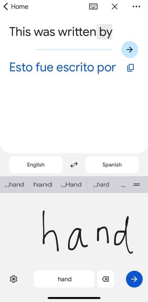 Google Translate handwriting feature