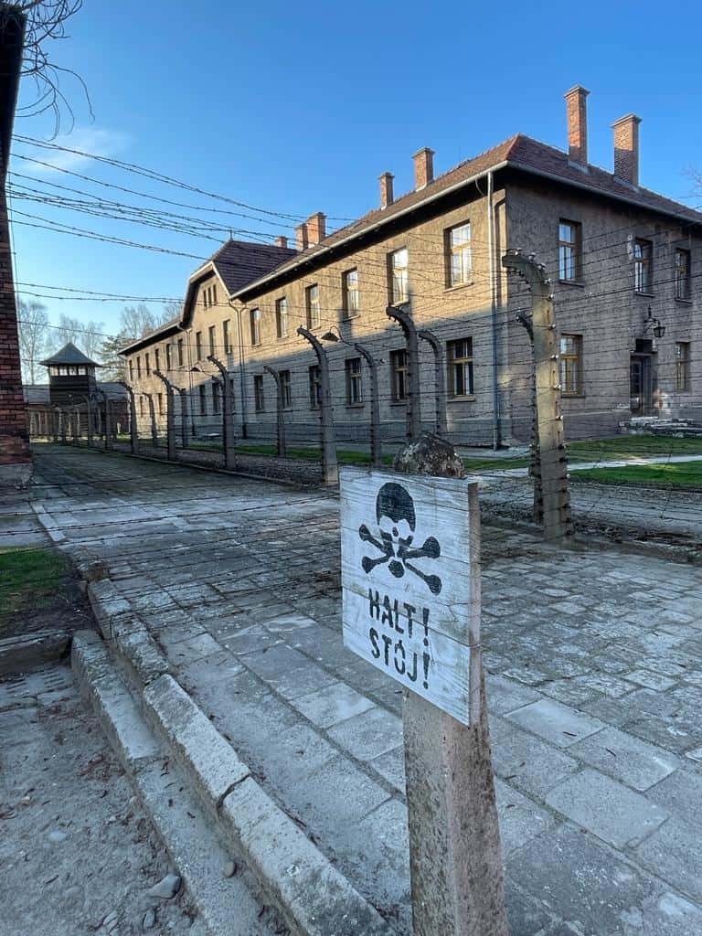 Inside the main camp at Auschwitz