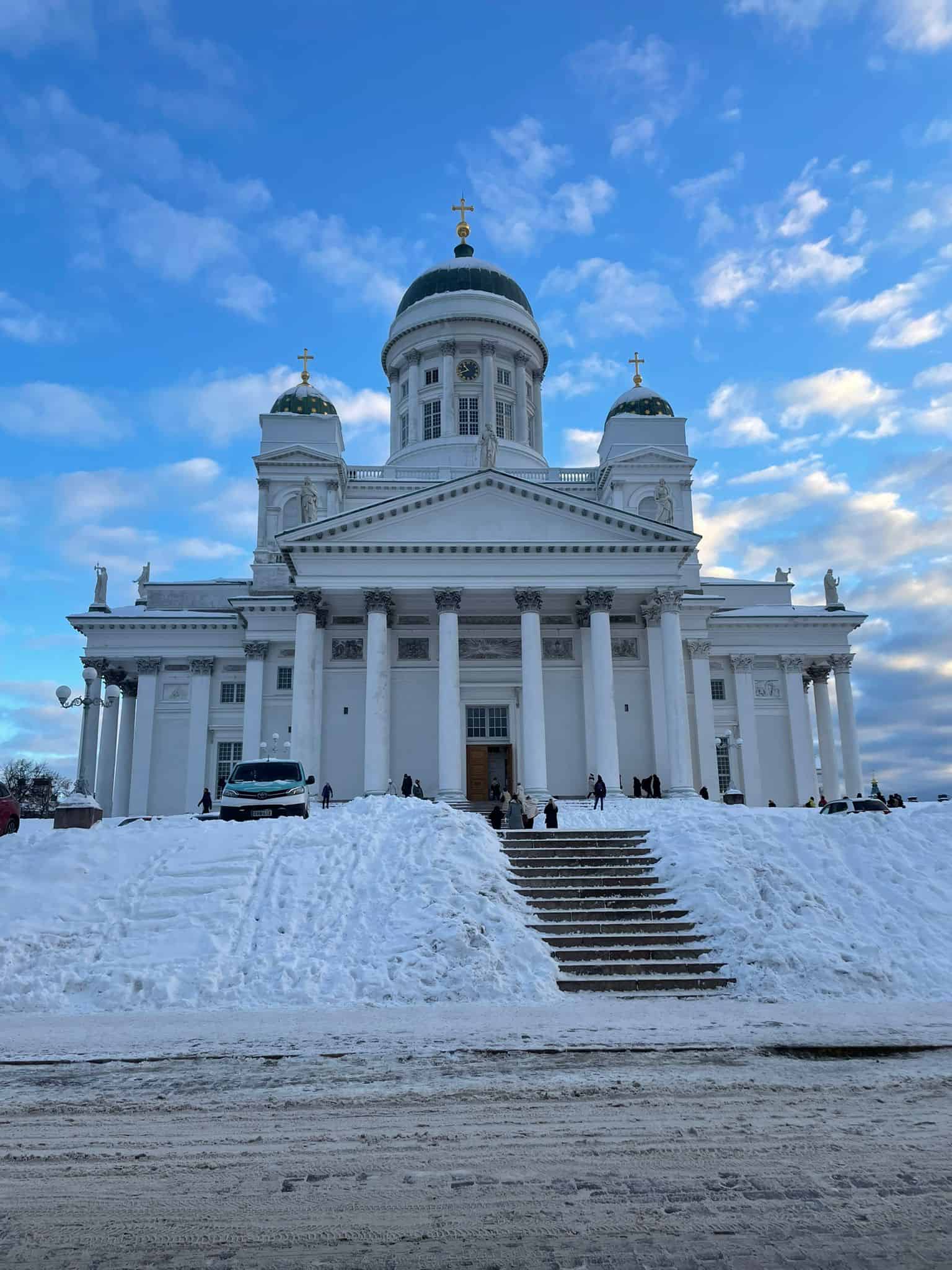 Helsinki Cathedral covered in snow
