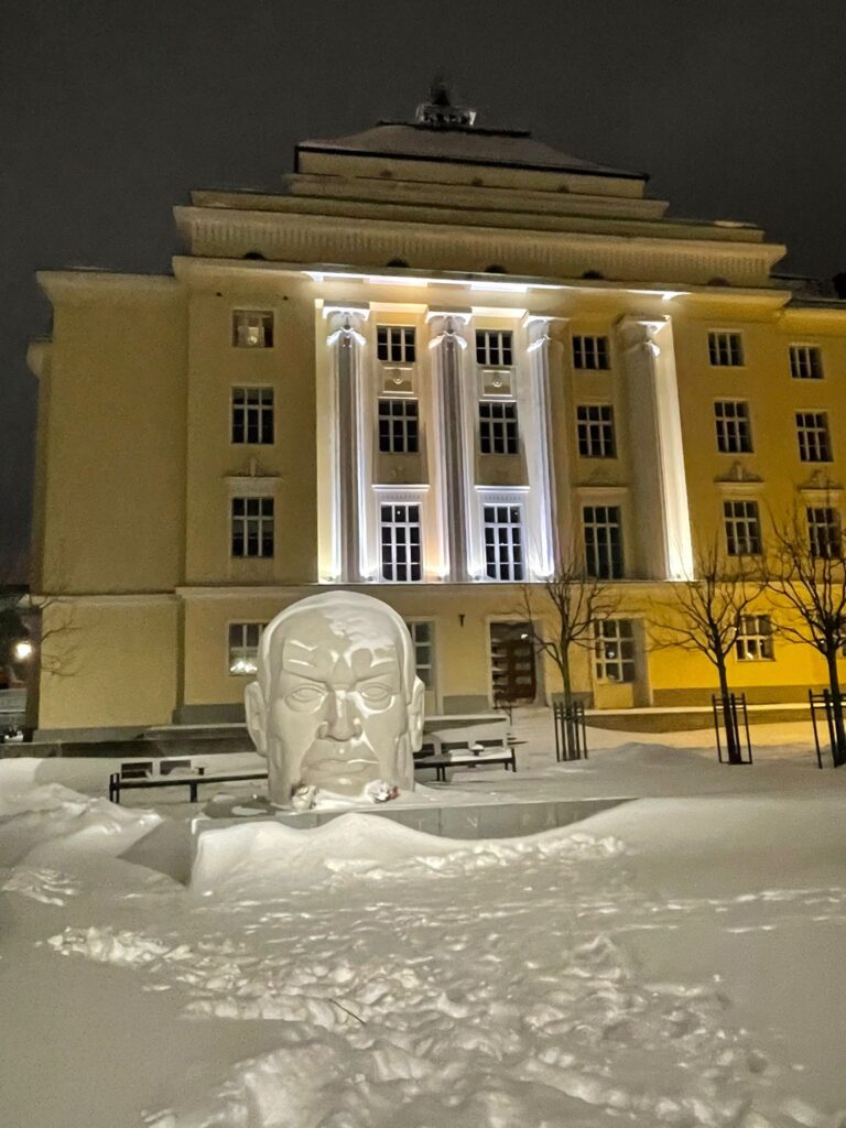 Konstantin Pats statue outside Estonia Theatre