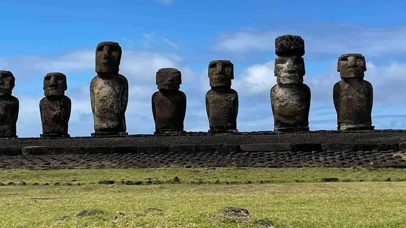 A series of Moai statues on Easter Island (September 2022)