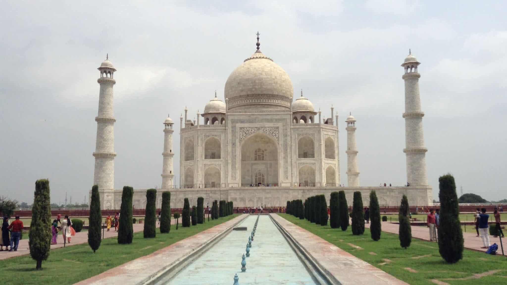 Central views of the Taj Mahal in Agra, India