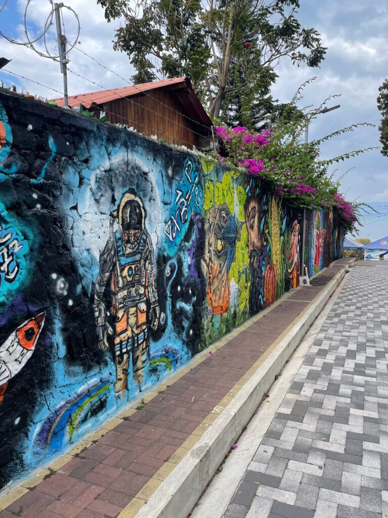 Colourful street art on the walls in Panajachel, Guatemala