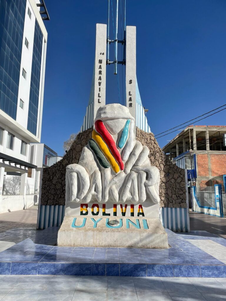 The mini Dakar Rally monument in Uyuni Town, Bolivia