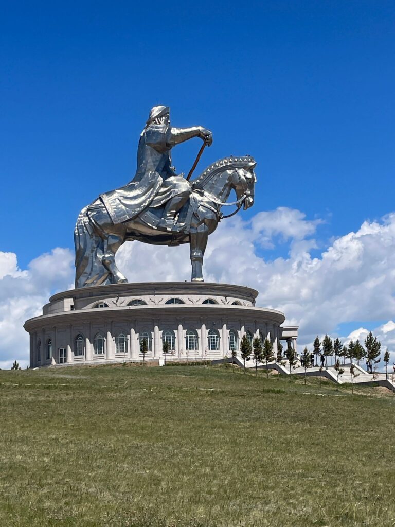 A 40m-high metal statue of Genghis Khan on horseback. This is the world's tallest equestrian statue according to Guinness World Records