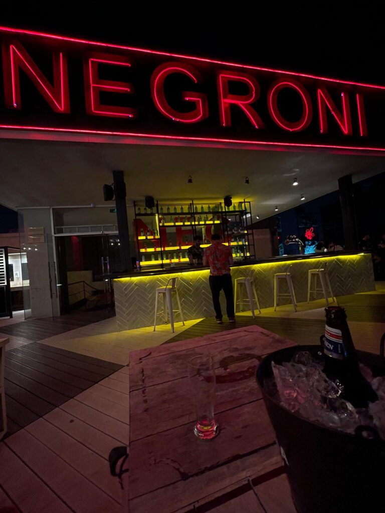 A bar with the name "Negroni" above it in big red writing