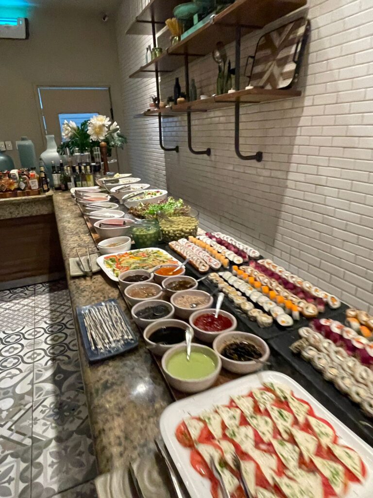 A series of cold foods which made up part of the buffet at Acuarela