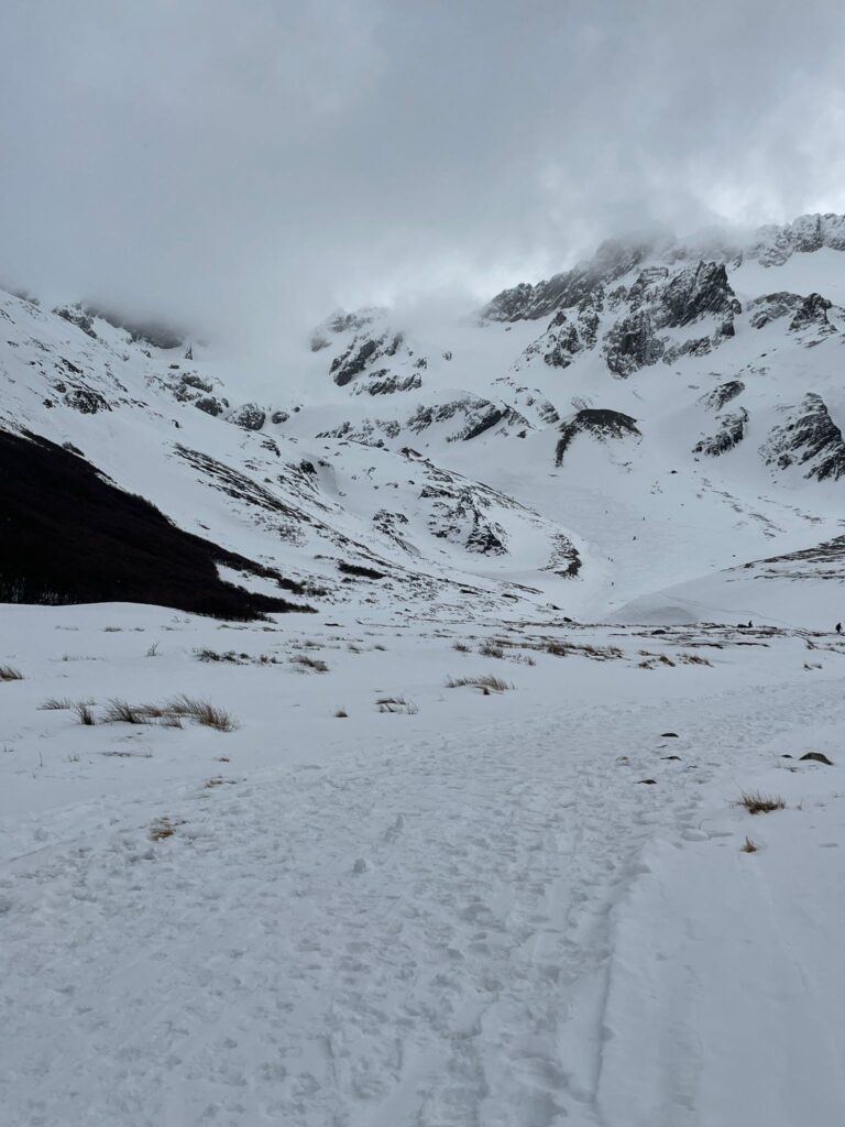 The white snowy Martial Glacier in Ushuaia, Argentina