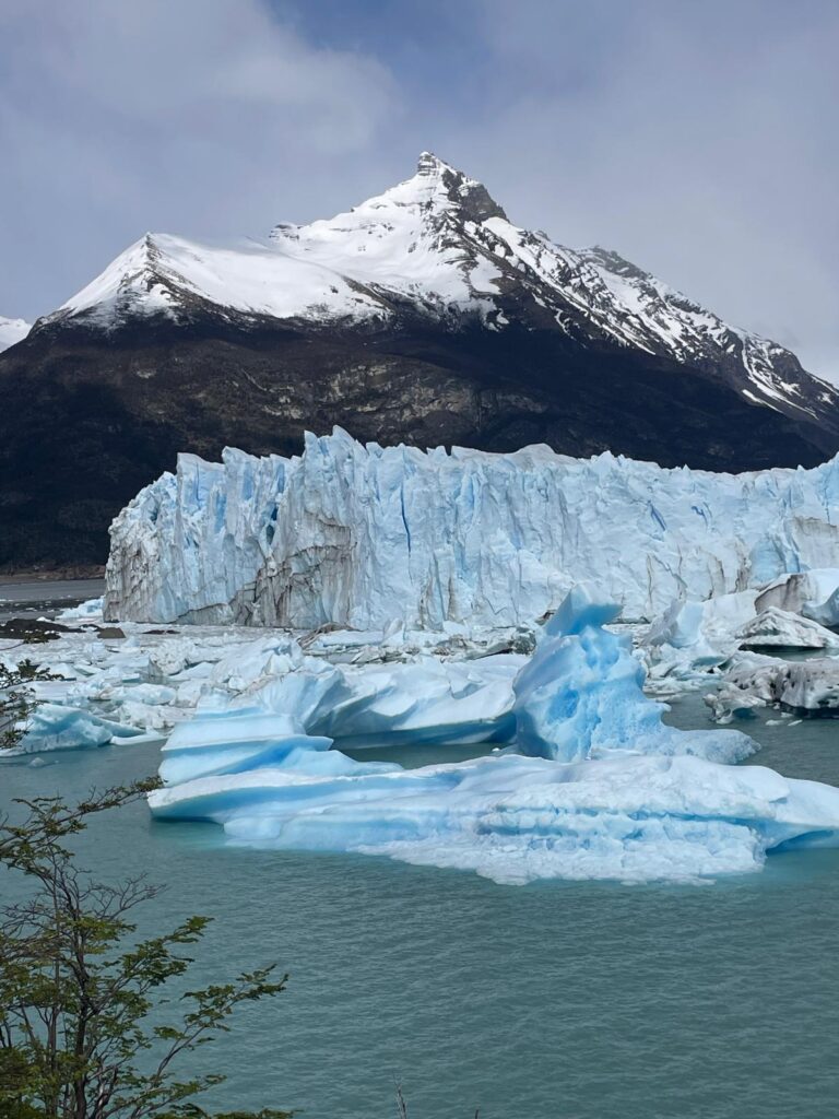 Perito Moreno Glacier in Argentina, with the mountains rising above it in the background