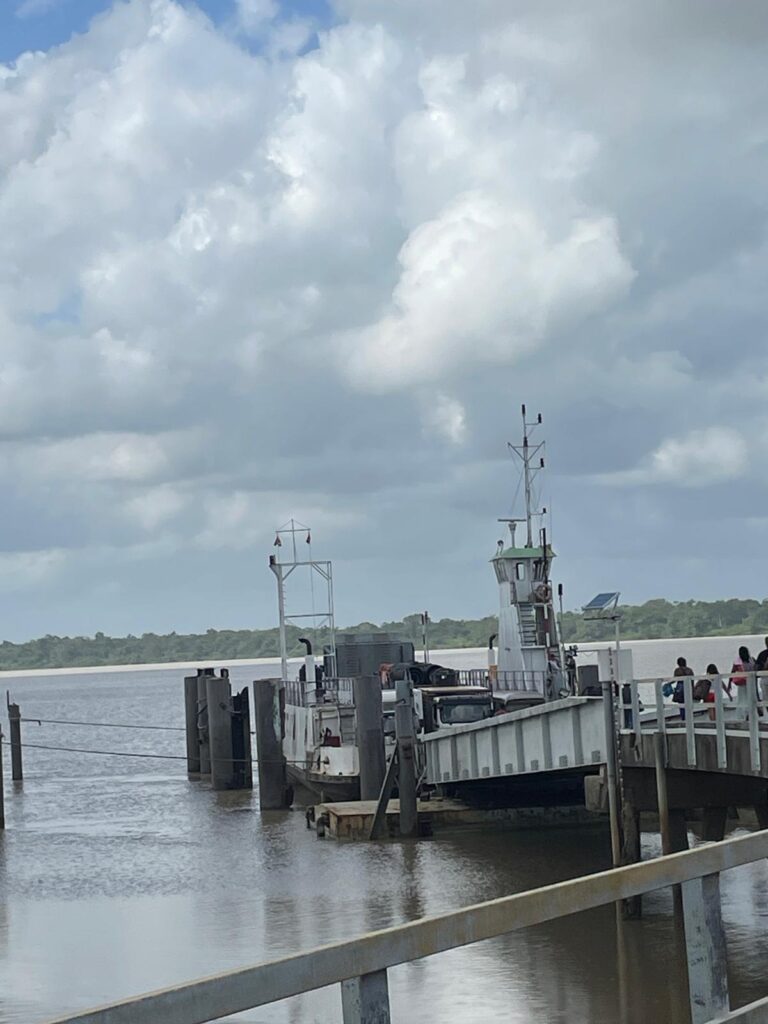 An image of a small ferry which takes you between Guyana and Suriname