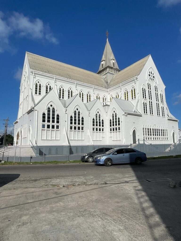 St George's Cathedral: a large white gothic building in Georgetown, Guyana