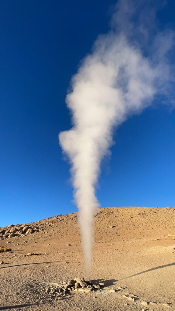 Steam coming up from a geyser in the Bolivian altiplano